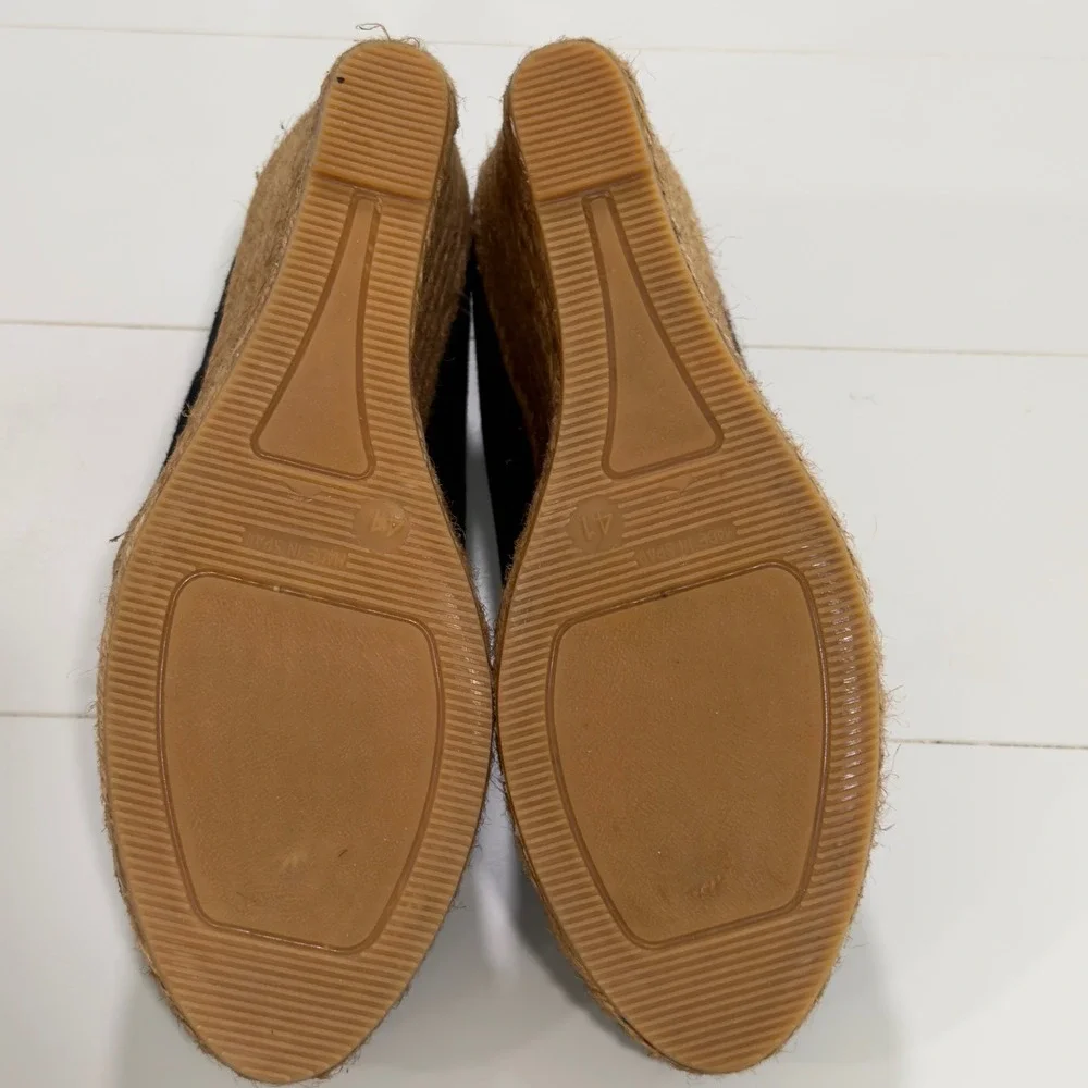 Viscata Barcelona Navy Blue Canvas Espadrille Wedges Made in Spain Size 41 US 10